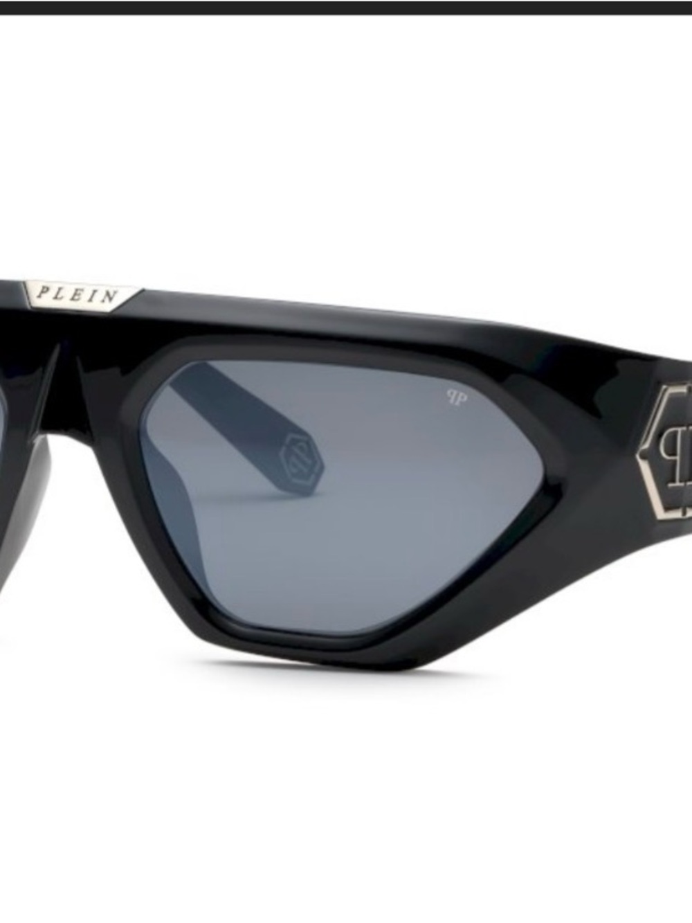Philipp Plein Black Angular Sunglasses with Matching Clutch NWT SPP153 - Picture 6 of 10